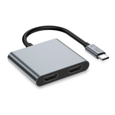 2. Tech-Protect HB08 4in1 USB-C + USB2.0 + 2 x HDMI 4K 60HZ adapter - gray