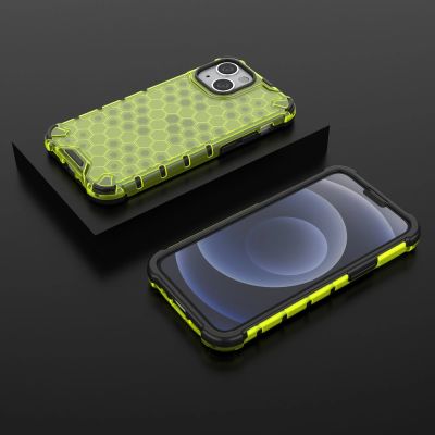 13. Honeycomb Case armor cover with TPU Bumper for iPhone 13 mini green