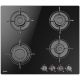 Amica PGCD6100BoB 60 cm gas hob | 4 burners | electric ignition | enameled grates | black glass