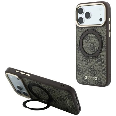 Guess Ring Stand 360 4G Classic Logo MagSafe Case for iPhone 18 Pro / 17 Pro - Brown