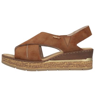 3. Comfortable women's wedge sandals, brown, Rieker 63782-24