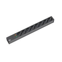 Bachmann 19'' 2m 8x Schuko H05VV-F 3G 1.50mm2 splitter 8 x network socket Black