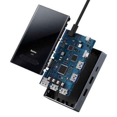 5. Baseus PioneerJoy 8-in-1 USB-C hub HDMI 4K@60Hz + HDMI 4K@30Hz + DisplayPort 8K@30Hz + VGA + 2 x USB-A 3.0 + 2 x USB-C - gray