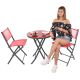18. BALCONY FURNITURE SET ROUND TABLE AND 2 FOLDING CHAIRS RED