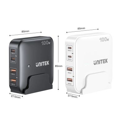4. UNITEK GAN DESK CHARGER 100W 2XUSB-A 2XUSB-C BLACK