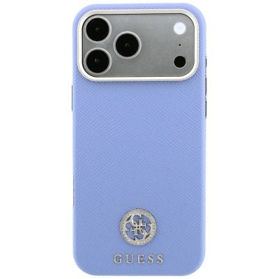 3. Guess Grained Round Strass Logo MagSafe Case for iPhone 18 Pro Max / 17 Pro Max - Blue