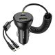 4. Baseus Circular 60W USB-A + USB-C Car Charger with Built-in Lightning + USB-C Cable 1.4m - Black