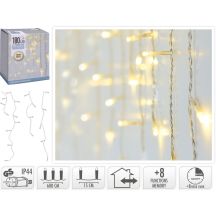 CHRISTMAS TREE LIGHTS OUTDOOR LIGHT CURTAIN 180 LED CONTROLLER TIMER WARM WHITE TRANSPARENT CABLE