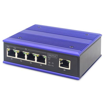 2. Industrial switch 4x 100 Base-TX PoE 120W + 1x uplink 100 Base-TX DIN extended temperature range.