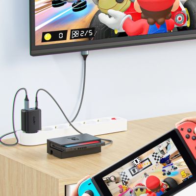 8. Acefast 2in1 charger GaN 65W USB Type C / USB, adapter HDMI adapter 4K 60Hz (set with cable) black (A17 black)