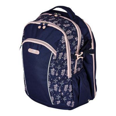 2. Herlitz Ultimate Blossom Backpack School Backpack Beige, Navy Blue (Navy) Polyester
