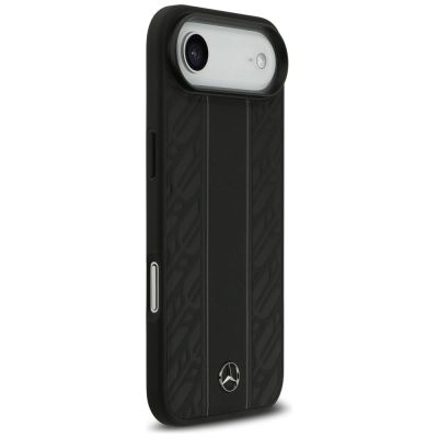 4. Mercedes Leather Laurel Leaves Stripes MagSafe Case for iPhone 17 Air - Black