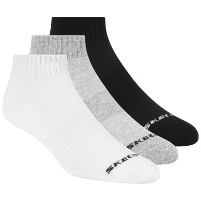 Skechers 3pk Unisex Terry Qtr Crew S111035-107 White 43-46