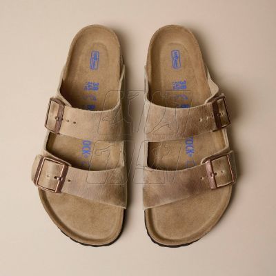 9. Birkenstock Arizona Soft Footbed Oiled Leather Tabacco Brown Narrow Women's/Men's Slides (0552813)