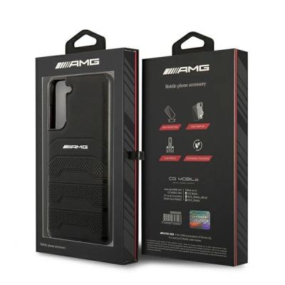 8. AMG AMHCS21FESGSEBK S21 FE G990 czarny/black hardcase Leather Debossed Lines