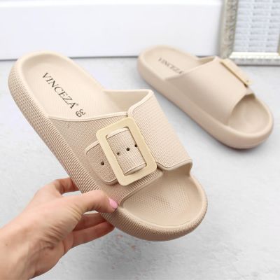 2. Vinceza W JAN308 beige buckle flip-flops