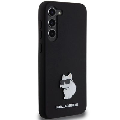 4. Karl Lagerfeld Silicone Choupette Metal Pin case for Samsung Galaxy S24+ - black