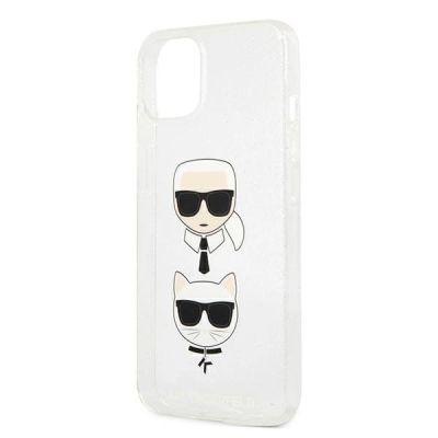 6. Karl Lagerfeld Glitter Karl's & Choupette Head case for iPhone 13 mini - silver