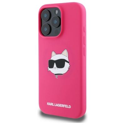 2. Karl Lagerfeld Silicone Choupette Head MagSafe iPhone 16 Pro Case - Pink