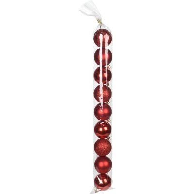 25. DECORATIVE PLASTIC BAUBLE SAFE 9 PCS DIA 60MM RED