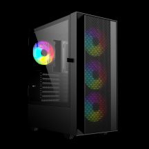 GEMBIRD FORNAX 4000 MIDI-TOWER CASE (2X USB 3.0, 1X USB 2.0, HD AUDIO, GLASS SIDE PANEL, ARGB BACKLIGHT) BLACK