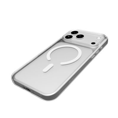 6. Puro Lite Mag TPU+PC Case Compatible with MagSafe for iPhone 17 Pro Max - Transparent with White Ring