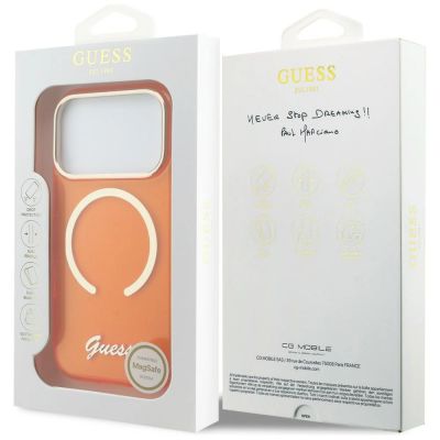 8. Guess IML Script Metal MagSafe Case for iPhone 17 Pro Max - Orange