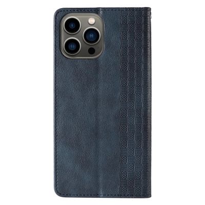 6. Magnet Strap Case iPhone 14 Pro Flip Wallet Mini Lanyard Stand Blue