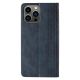 6. Magnet Strap Case iPhone 14 Pro Flip Wallet Mini Lanyard Stand Blue