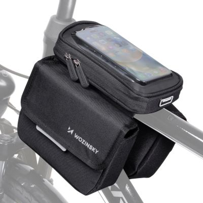 13. Wozinsky bicycle frame bag, waterproof phone case, 1.5l, black (WBB26BK)