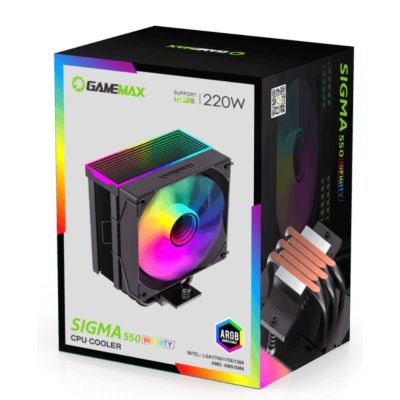 11. GameMax SIGMA 550 INFINITY BK computer cooling system Processor Air Cooler 12 cm Black 1 pc.
