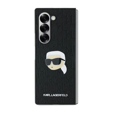 2. Karl Lagerfeld Saffiano Monogram Head Pin Case for Samsung Galaxy Z Fold 6 - Black