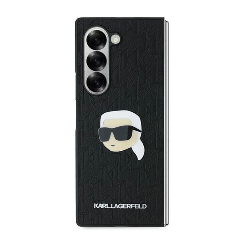 2. Karl Lagerfeld Saffiano Monogram Head Pin Case for Samsung Galaxy Z Fold 6 - Black