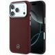 Mercedes Leather Semi Wrap Wood Effect MagSafe Case for iPhone 17 Pro Max - Red