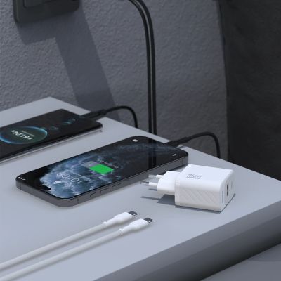 3. Dudao A27MaxCEU PD QC 35W USB-A USB-C Wall Charger with USB-C Cable - White