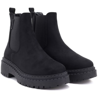 4. Women's suede ankle boots on the platform, black Big Star UU274858
