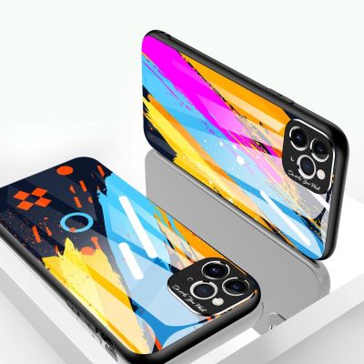 3. Color Glass Case Durable Cover with Tempered Glass Back and camera cover iPhone 11 Pro Max pattern 1