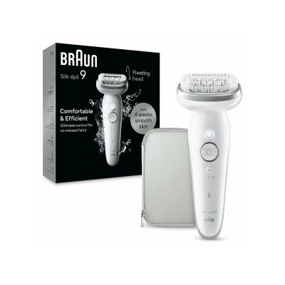 Braun Silk-épil 9 9-011 epilator, silver, white, 40 tweezers, MicroGrip, 0.5 mm, battery, built-in battery