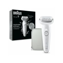 Braun Silk-épil 9 9-011 epilator, silver, white, 40 tweezers, MicroGrip, 0.5 mm, battery, built-in battery