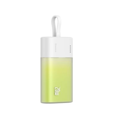 5. Baseus Popsicle 5200mAh 20W Powerbank with Built-in Lightning Cable (+ White Baseus Simple USB-C - USB-C 60W/20V/3A/30cm Cable) - White-Green