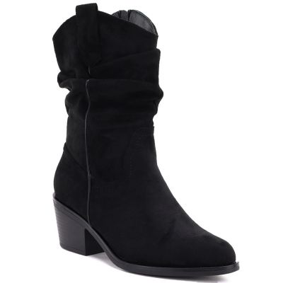 6. Women's ankle boots, ruffled cowboy boots, black, Vinceza HX27-16536