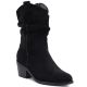 6. Women's ankle boots, ruffled cowboy boots, black, Vinceza HX27-16536