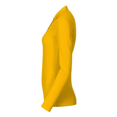 3. Women's Pique Polo LS Polo Shirt (Yellow)