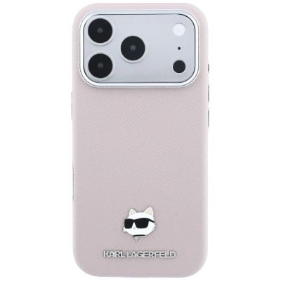 3. Karl Lagerfeld Grained Choupette Head Metal MagSafe Case for iPhone 17 Pro Max / 18 Pro Max - Pink
