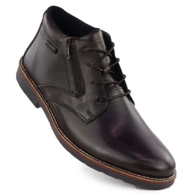 Rieker 15324-25 men's leather waterproof ankle boots, unlined, brown
