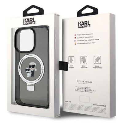 8. Karl Lagerfeld KLHMP15LHMRSKCK iPhone 15 Pro 6.1" black/black hardcase Ring Stand Karl&Choupette MagSafe