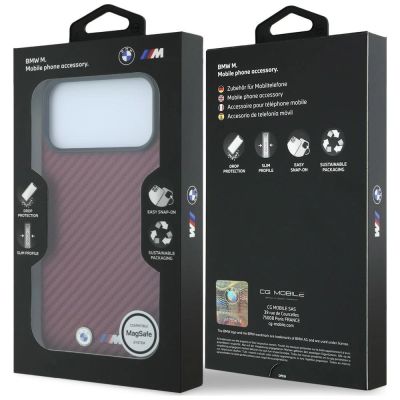 8. BMW M Carbon Metal Logo MagSafe Case for iPhone 17 Pro Max / 18 Pro Max - Burgundy