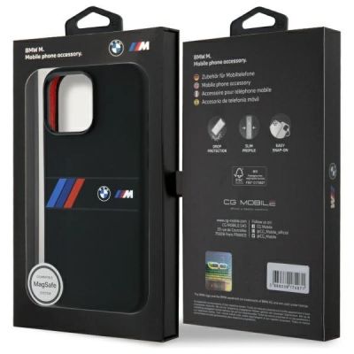 8. BMW Silicone Middle Stripe MagSafe Case for iPhone 16 Pro Max - Black