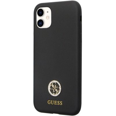2. Guess GUHCN614DGPK Case for iPhone 11 / Xr - Black Silicone Logo Strass 4G