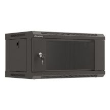 Wall-mounted rack installation cabinet 19" 4U 540x350 black glass door LANBERG (flat pack)